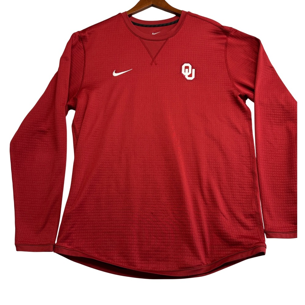 Nike Oklahoma Sooners Mens Large Crimson Waffle Knit Long Sleeve Training Top